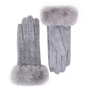 Women's Winter Gloves Faux Fur Chenille Gray Smart Gloves Finger Text
